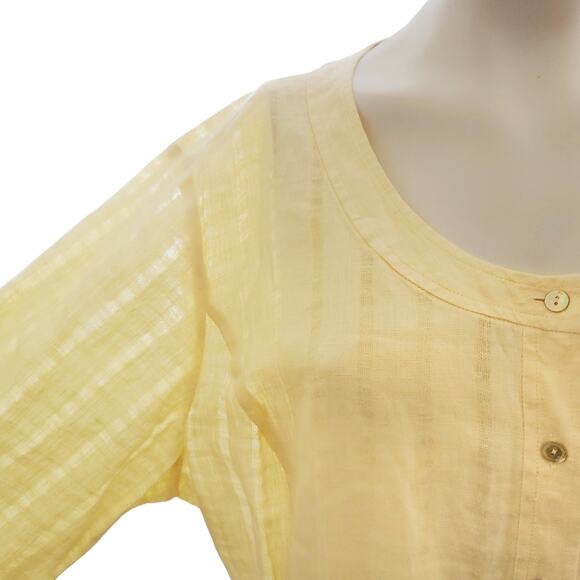 EILEEN FISHER Woman System yellow button down Irish linen Lagenlook tunic top 1X - Picture 4 of 4